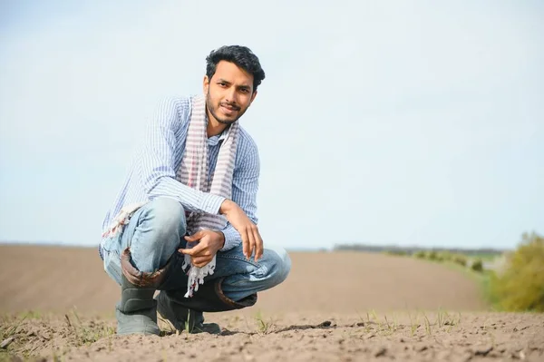Petani Muda India Ladangnya — Stok Foto
