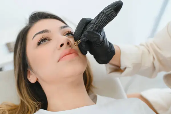 Permanente Make Procedure Lip Make Tattoo Salon — Stockfoto