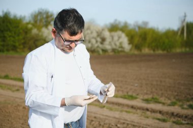 Toprağı test ediyoruz. Agronomist. Çevre koruma, organik toprak sertifikası, Toprak Doğurganlık Analizi.