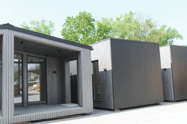 küçük bir ofis için yeni bir modüler ev.
