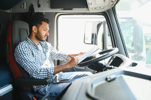 Logistics, delivery car and man with clipboard paperwork or checklist for stock, product distribution or shipping info. Supply chain industry, courier service and happy van or truck driver working.