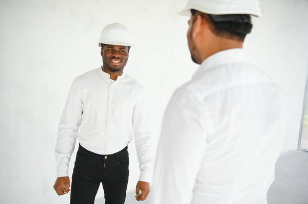 Indian African American Engineers Construction Site Stock Image