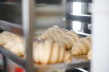 Ham kruvasan pişirme önce kapatın. Klasik Fransız pasta vanilya krem ile Viennoiserie hamur yapılmış.