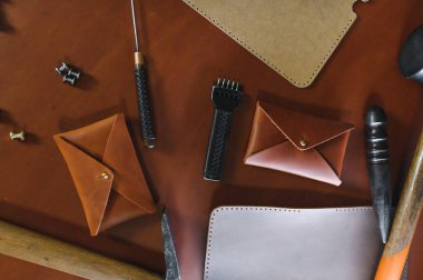 deri işçiliği araçları natürmort.