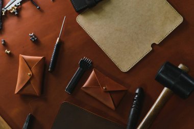 deri işçiliği araçları natürmort.