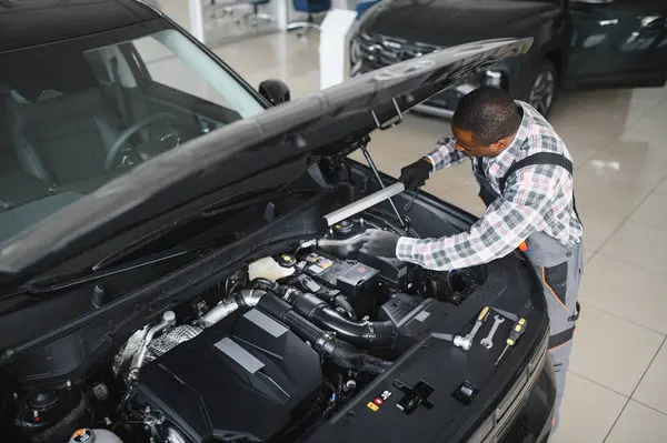 Otomatik mekanik bir rutin hizmet denetim hizmeti garajda gerçekleştirme.
