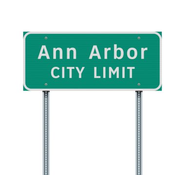 Metalik direklerdeki Ann Arbor (Michigan) Şehir Sınırı yeşil yol tabelasının vektör çizimi