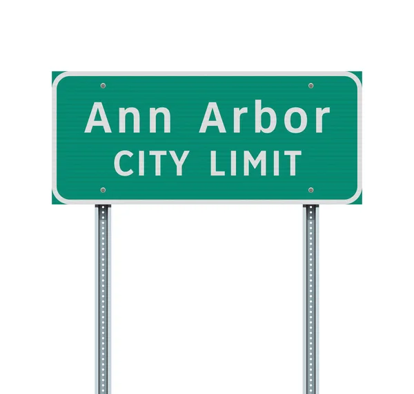 安阿伯 密歇根 城市边缘金属柱绿色路标的矢量图解 — 图库矢量图片