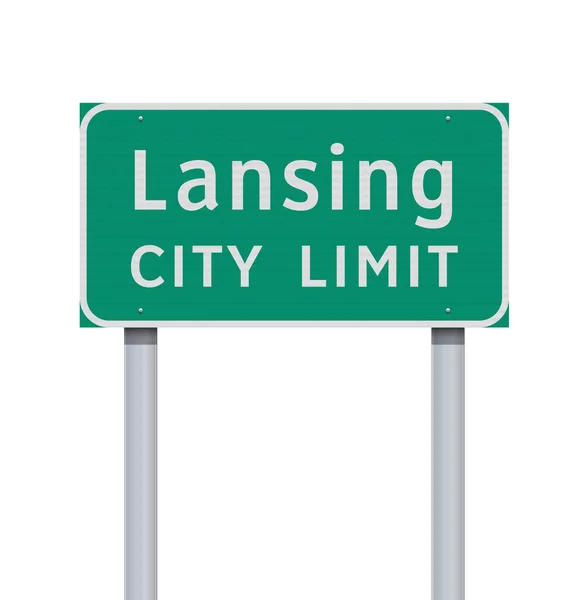 Vector Illustration Lansing Michigan City Limit Green Road Sign Metallic — Stock Vector