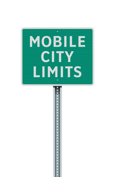 モバイル アラバマ州 都市のベクトルイラスト金属ポスト上の緑の道路標識を制限します — ストックベクタ