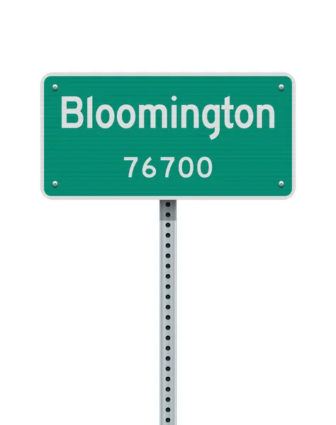 Vektorová Ilustrace Zelené Dopravní Značky Bloomington City Illinois Kovovém Sloupku — Stockový vektor