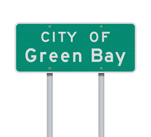 Εικονογράφηση Διάνυσμα Του Green Bay City Wisconsin Πράσινη Πινακίδα Στο — Διανυσματικό Αρχείο