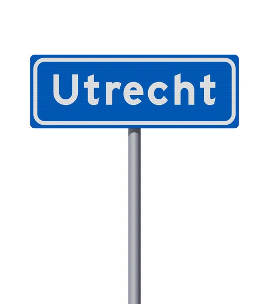 Ilustração Vetorial Placa Estrada Azul Entrada Cidade Utrecht Países Baixos —  Vetores de Stock