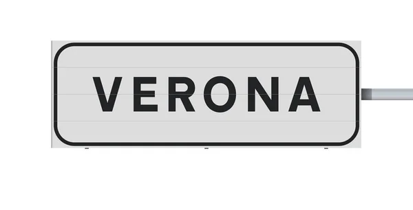 Візуальне Зображення Міста Верона Італія Вхідний Білий Дорожній Знак Металевій — стоковий вектор