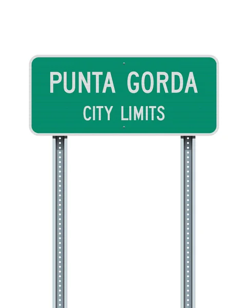 Punta Gorda 佛罗里达州 城市边缘金属柱绿色道路标志的矢量图解 — 图库矢量图片