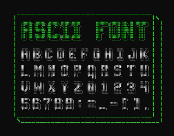 Vector Ascii Merican Standard Code Information Interchange Schriftart Alphabet Zahlen — Stockvektor