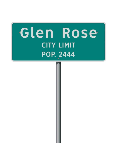 Vector Illustration Glen Rose Texas City Limit Green Road Sign — Stock Vector
