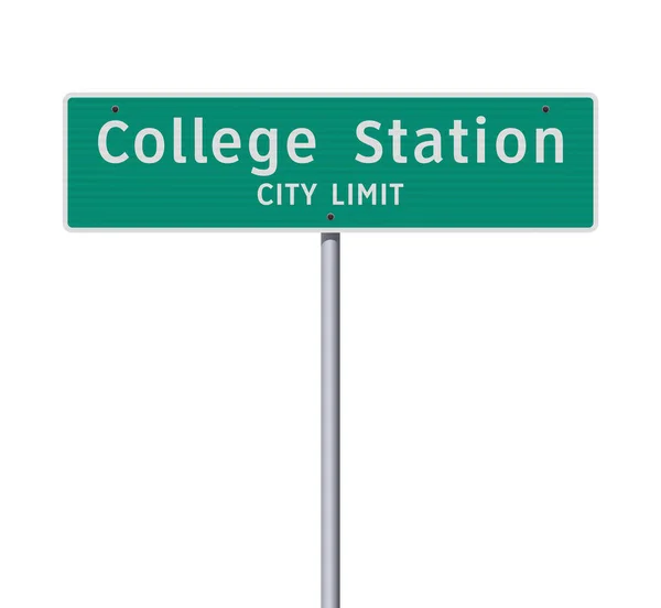Vektorová Ilustrace College Station Texas City Limit Zelená Dopravní Značka — Stockový vektor