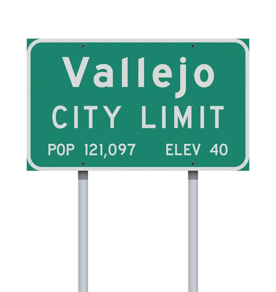 Ilustração Vetorial Sinal Estrada Verde Vallejo Califórnia City Limit Postes —  Vetores de Stock