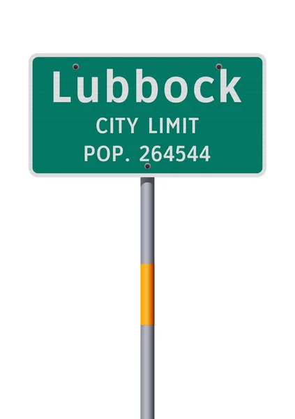 Vektorillustration Des Lubbock Texas City Limit Grünen Straßenschildes Auf Einem — Stockvektor