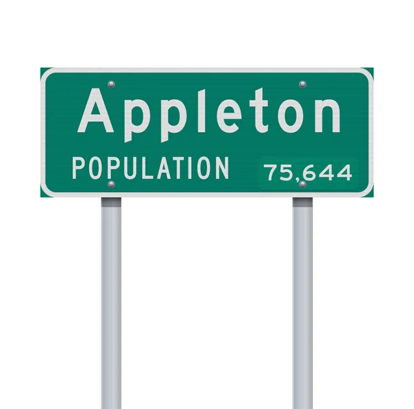 Vektorillustration Des Appleton Wisconsin City Limit Grünen Straßenschildes Auf Metallpfosten — Stockvektor