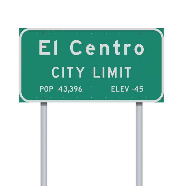 Ilustração Vetorial Sinal Estrada Verde Centro Califórnia City Limit Postes — Vetor de Stock