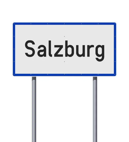 Vector Illustration City Salzburg Austria Entrance White Road Sign Metallic — Stock Vector