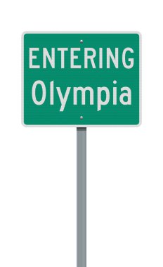 Olimpia (Washington) Şehir Sınırına Giren Metalik Yol İşaretinin Vektör İllüstrasyonu