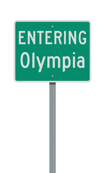 Illustrazione Vettoriale Del Cartello Stradale Verde Entering Olympia Washington City — Vettoriale Stock