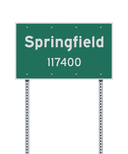 Ilustração Vetorial Sinal Verde Estrada Springfield Illinois City Limit Postes — Vetor de Stock