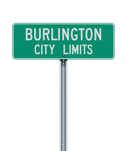 Vector Illustration Burlington North Carolina City Limit Green Road Sign — Stock Vector
