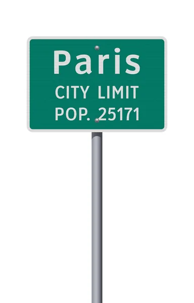 Ilustracja Wektorowa Paris Texas City Limit Zielony Znak Drogowy Słupie — Wektor stockowy