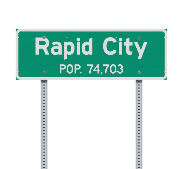 Rapid City Nin Güney Dakota Metalik Direklerdeki Yeşil Yol Işaretinin — Stok Vektör