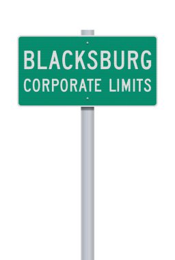 Blacksburg (Virginia) Anonim Şirketi metalik direkte yeşil yol tabelasının temsilcisi