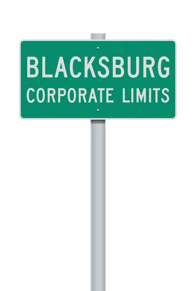 Векторная Иллюстрация Зеленого Дорожного Знака Корпорации Blacksburg Вирджиния Столбе Металла — стоковый вектор