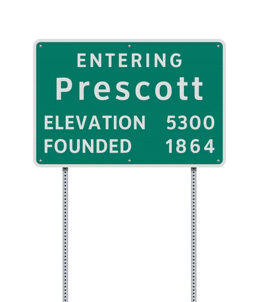 Illustration Vectorielle Panneau Vert City Limit Prescott Arizona Sur Poteaux — Image vectorielle