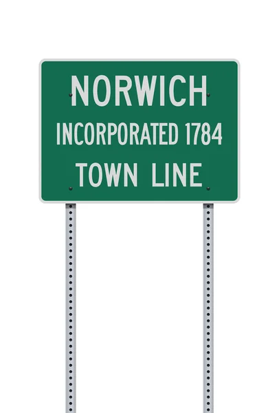 Векторная Иллюстрация Зелёного Дорожного Знака Norwich Connecticut City Limit Металлических — стоковый вектор