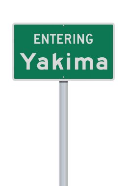 Metalik direkte Yakima (Washington) Şehir Sınırı Yeşil Yol İşareti