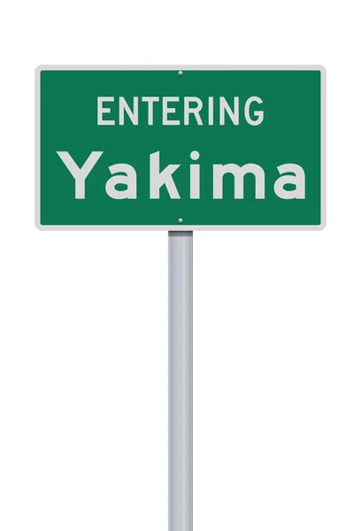 Vector Illustration Yakima Washington City Limit Green Road Sign Metallic — Stock Vector