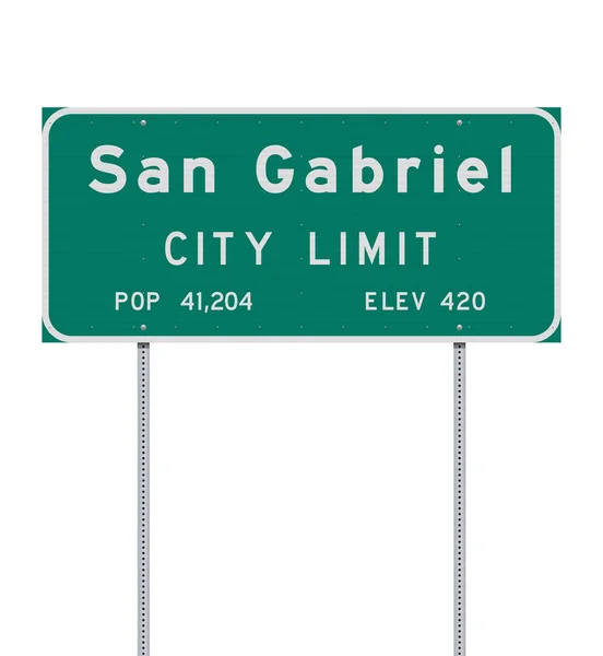 Vector Illustration San Gabriel California City Limit Green Road Sign — Stock Vector