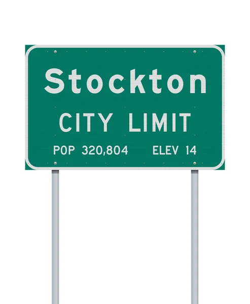 Vector Illustration Stockton California City Limit Green Road Sign Metallic — Stock Vector