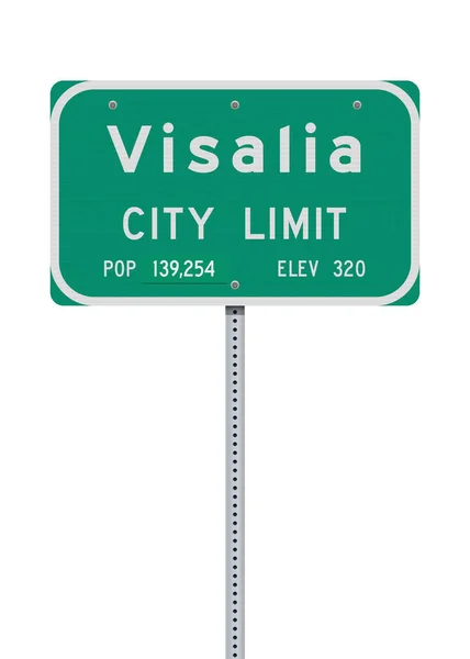 Visalia Kalifornia City Limit Zöld Útjelzőjének Vektoros Illusztrációja Fémoszlopon — Stock Vector