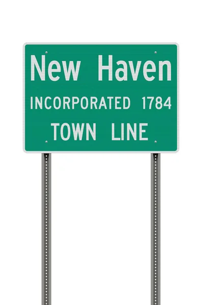 Векторная Иллюстрация Зелёного Дорожного Знака Нью Хейвена Коннектикут Металлических Столбах — стоковый вектор