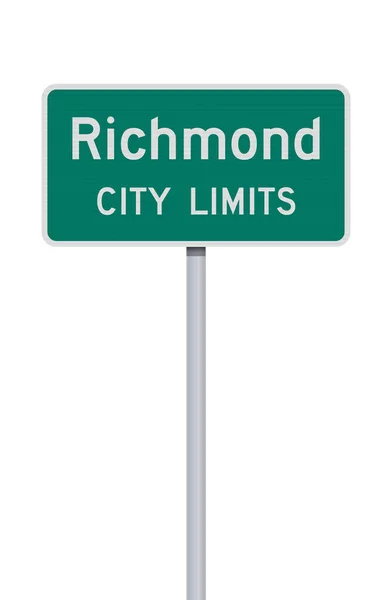 Vektorillustration Des Grünen Straßenschildes Einem Metallpfosten Richmond Virginia City Limits — Stockvektor