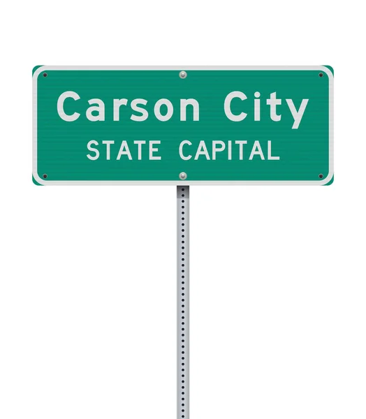 金属柱上卡森市 内华达州 州府绿色道路标志的矢量图 — 图库矢量图片