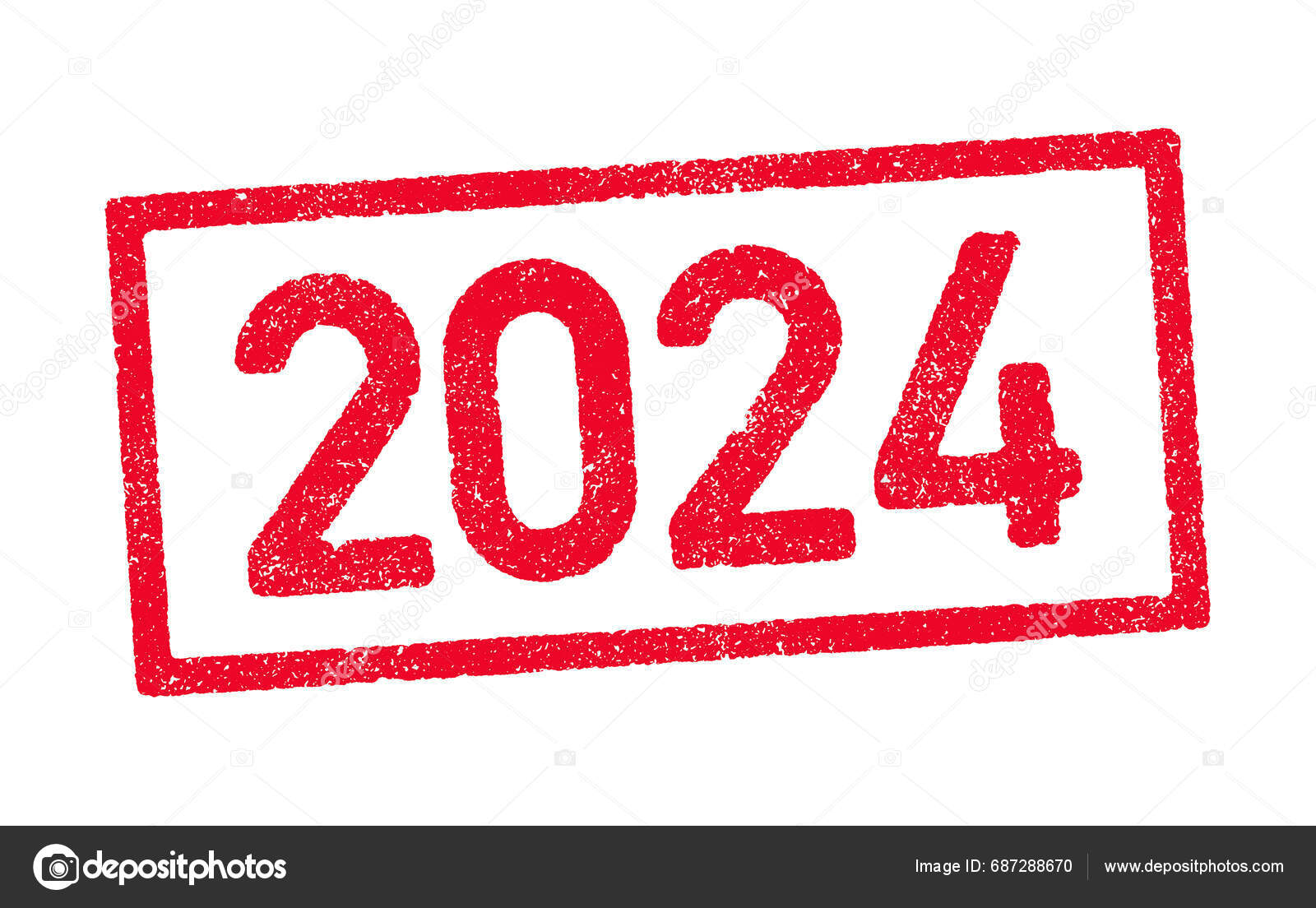 Vector Illustration Year 2024 Red Ink Stamp Stock Vector by