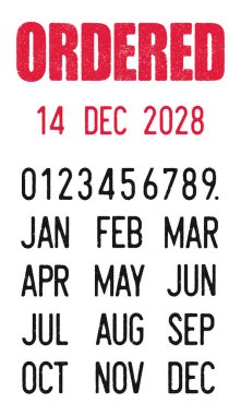 Düzenlenebilir tarih damgalarıyla sıralanmış kelimenin vektör illüstrasyonu (günler, aylar, yıllar)