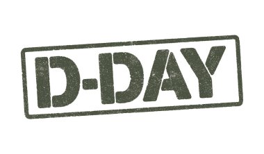 D-Day 'in yeşil askeri mürekkep damgalı vektör çizimi