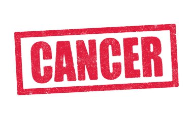 Kırmızı dikdörtgen mürekkepli Kanser kelimesinin vektör illüstrasyonu