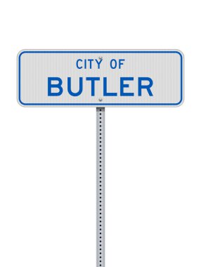 Pensilvanya Şehri 'nin metalik posta üzerindeki beyaz yol işaretinin vektör illüstrasyonu